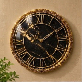 Black & Gold Resin Wall Clock