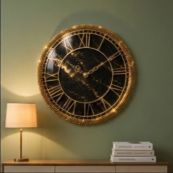 Black & Gold Resin Wall Clock