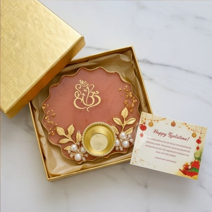 Peach Color Resin Kumkum Holder Tray
