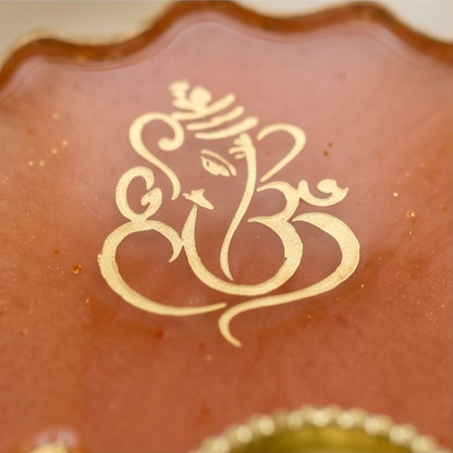Peach Color Resin Kumkum Holder Tray