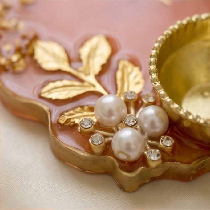 Peach Color Resin Kumkum Holder Tray