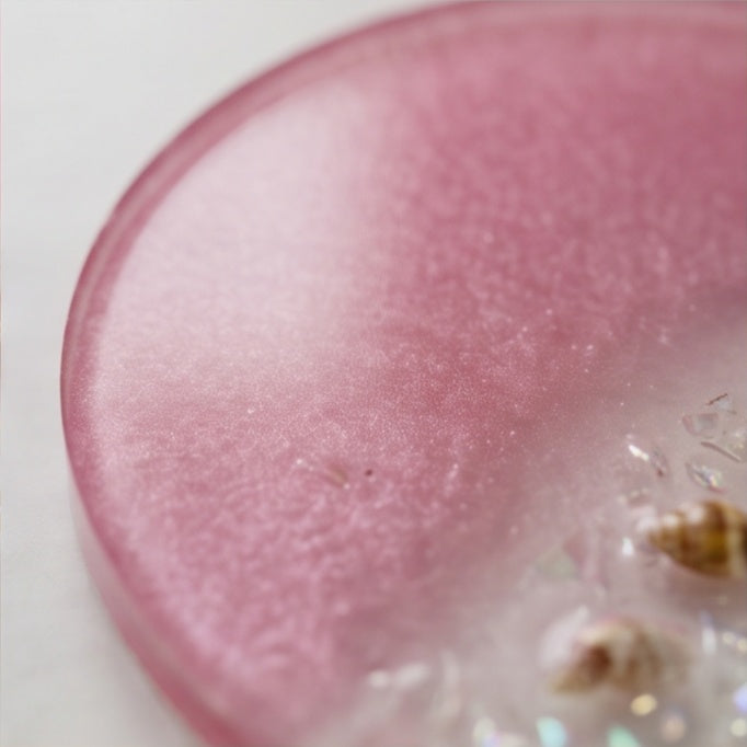 Pink Resin Coaster Set with Holder