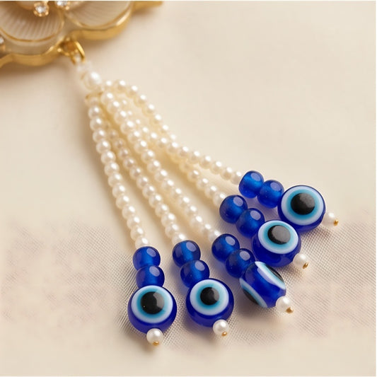 Ganesh Resin Car and Wall Hanging – Clear Gold Evil Eye Handmade