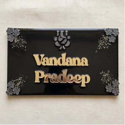 Personalized Black Resin Ganesha Name Plate