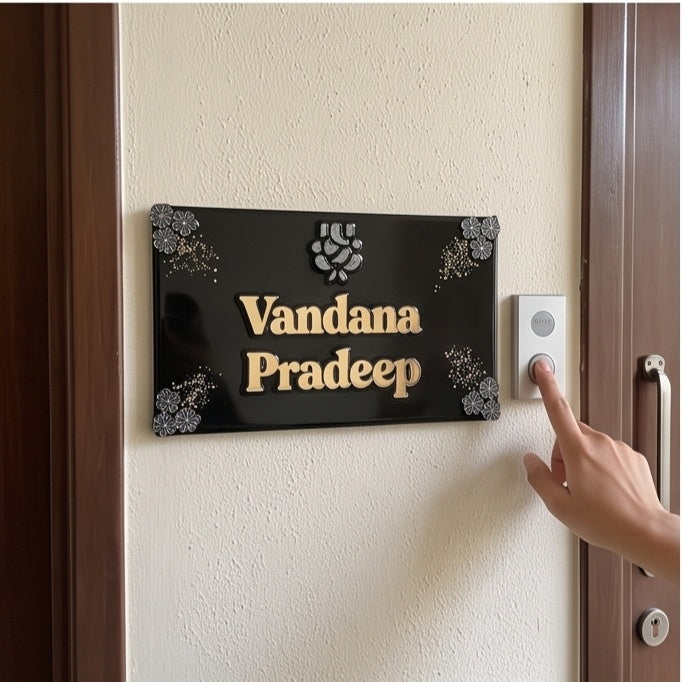 Personalized Black Resin Ganesha Name Plate