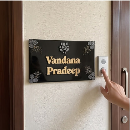 Personalized Black Resin Ganesha Name Plate